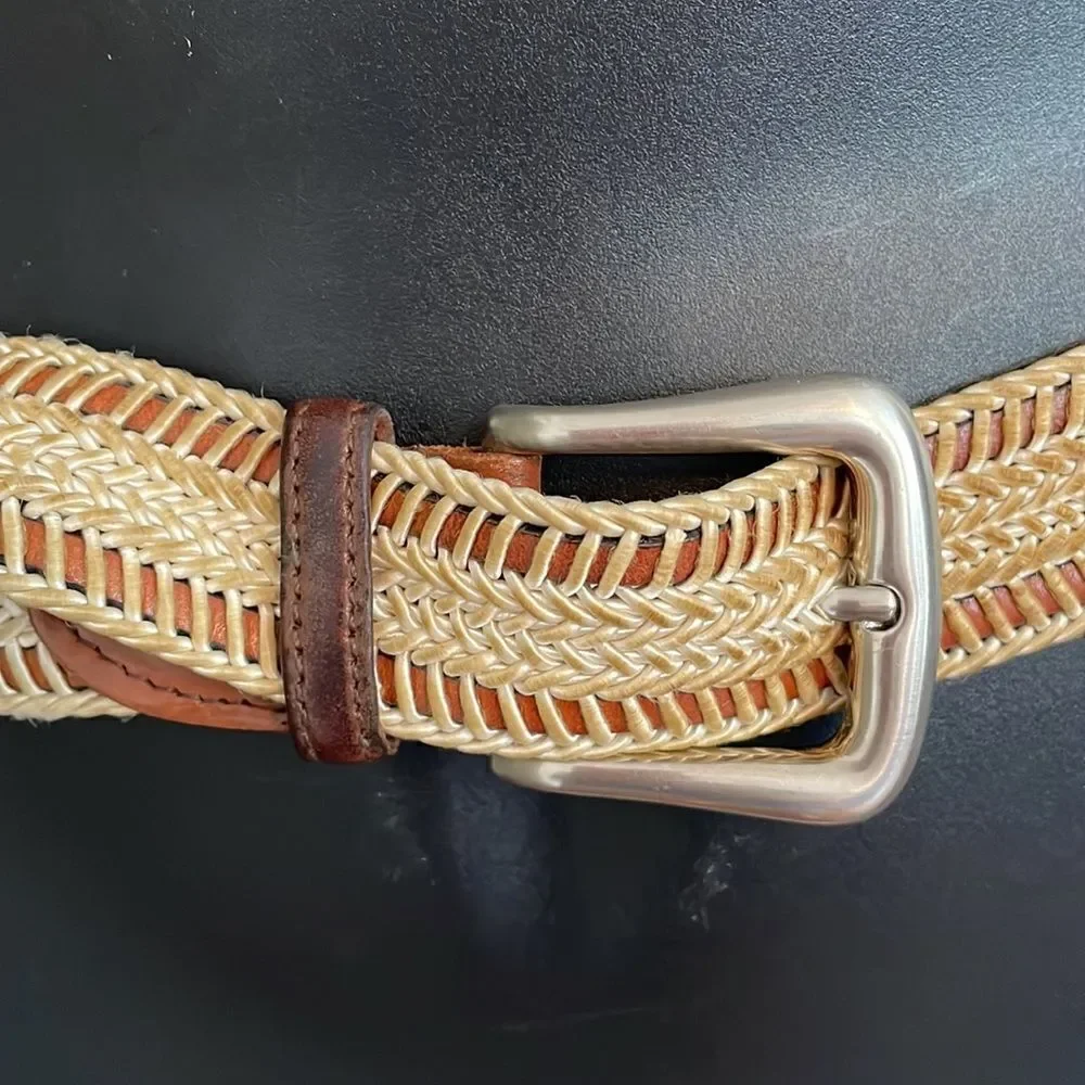 Torino cream‎ & brown woven cord belt